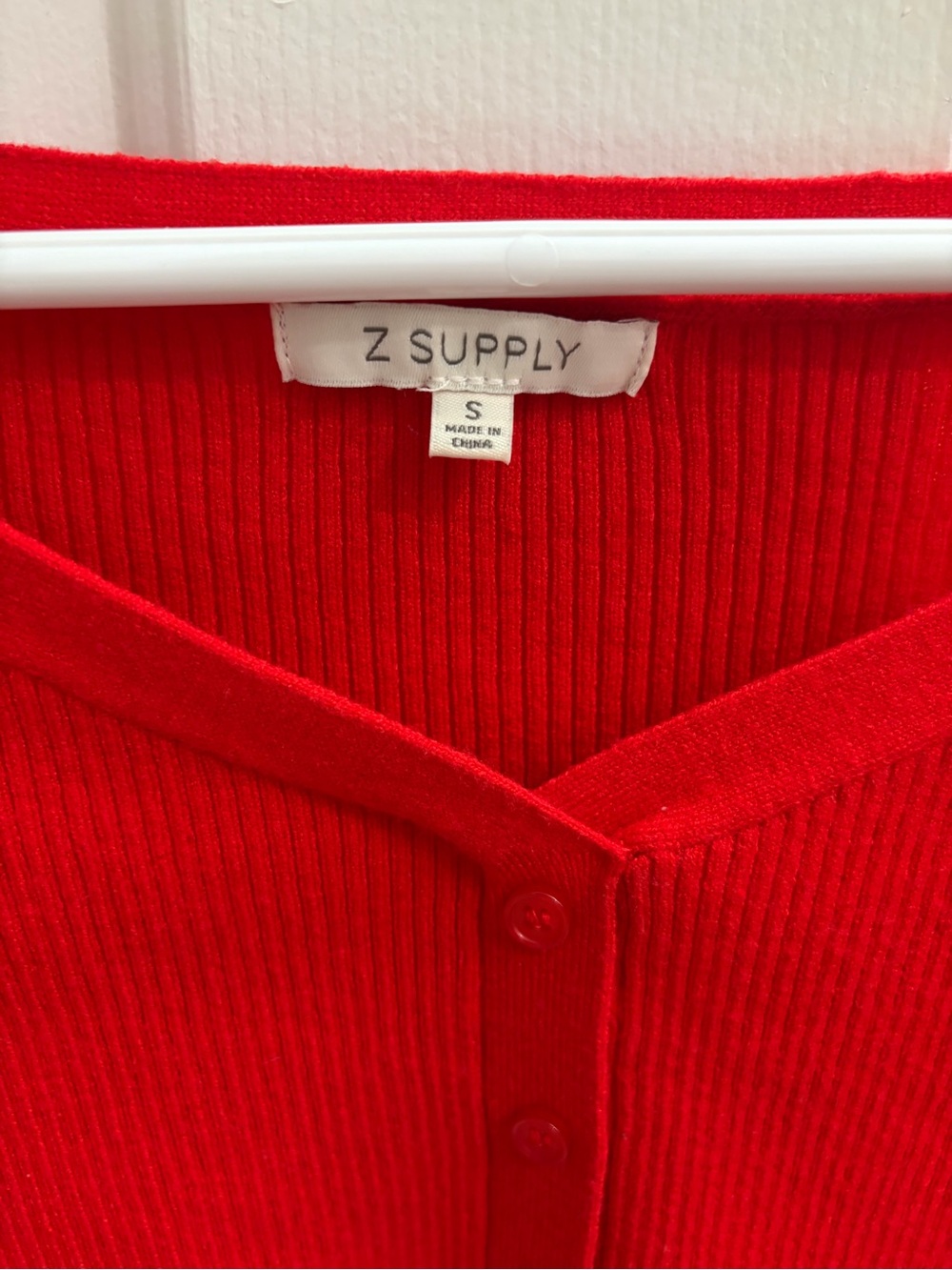 Z Supply Scarlet Ribbed Button-Front Top - Picture 2 of 3